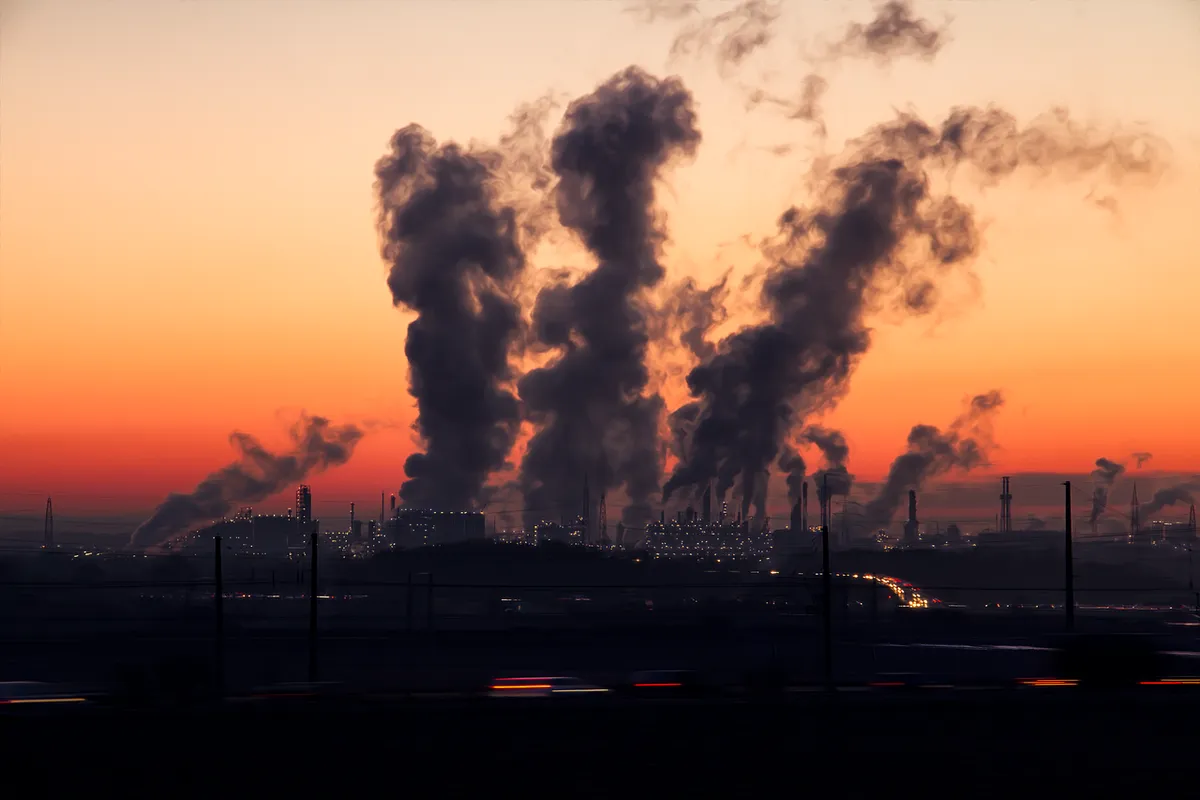 industry, nature, sunset, pollution, dusk, twilight, smoke, fumes, air pollution, industrial plant, sunrise, chimney, smog, evening sky, power plant, exhaust, f