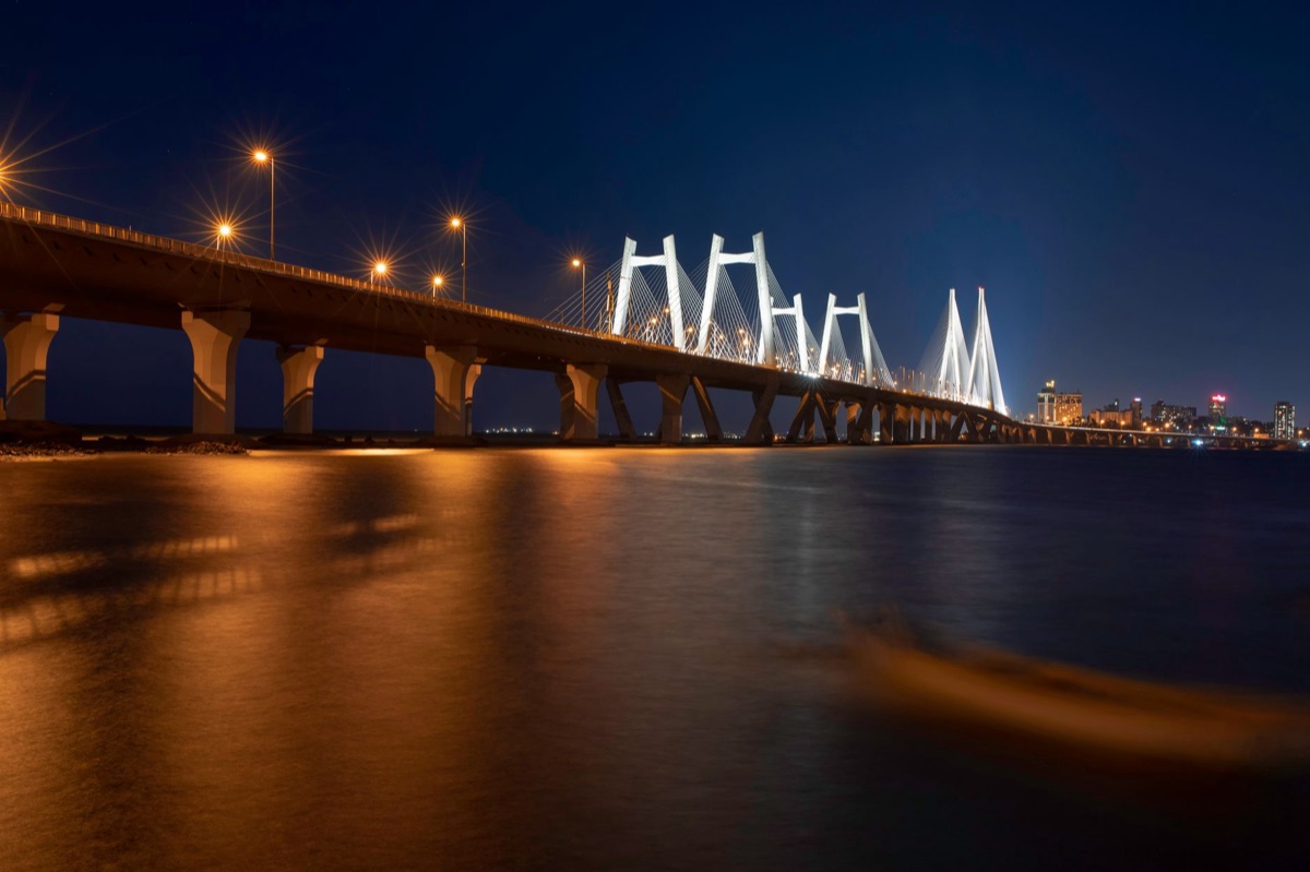 Indian city skyline at night