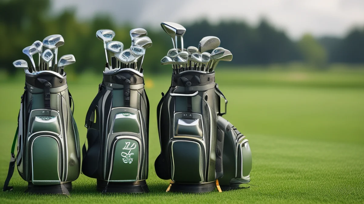 Golf bag containing all clubs for a full set