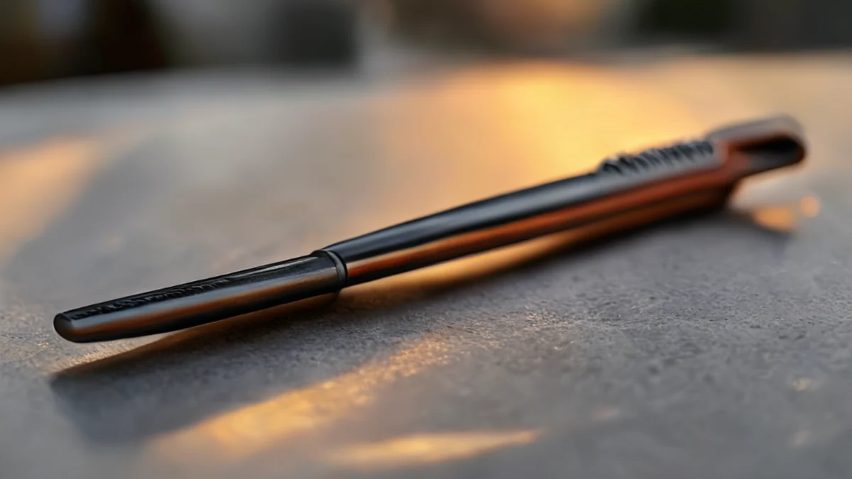 Un destornillador con mango de metal y punta afilada, utilizado para girar tornillos.